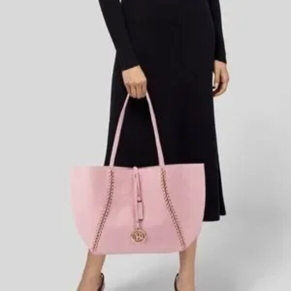 Badgely Mischka Decorative Chain Vegan Leather Tote, Blush - NWT - Picture 1 of 4